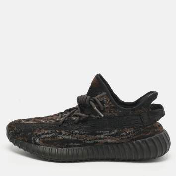 Pre Owned Yeezy x Adidas Black/Brown Knit Fabric Boost 350 V2 MX Rock Sneakers Size 45 1/3