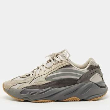 Pre Owned Yeezy x Adidas Grey/Brown Suede and Mesh Boost 700 Inertia Sneakers Size 45 1/3