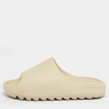Pre Owned Yeezy x Adidas Cream Rubber Bone Slides Size 47