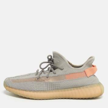 Pre Owned Yeezy x Adidas Grey Knit Fabric Boost 350 V2 True Form Sneakers Size 46 2/3