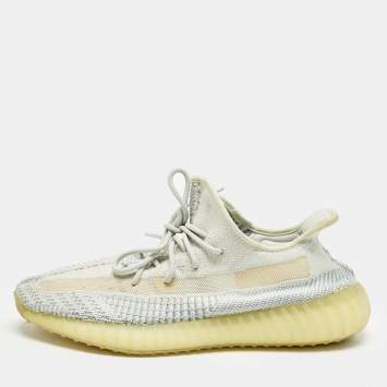 Pre Owned Yeezy x Adidas Blue Knit Fabric Boost 350 V2 Low Top Sneakers Size 46.5