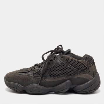 Pre Owned Yeezy x Adidas Grey Mesh, Suede And Leather Yeezy 500 Utility Black Sneakers Size 36 2/3