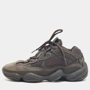 Pre Owned Yeezy x Adidas Black Mesh and Suede 500 Utility Black Sneakers Size 38