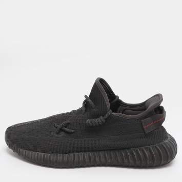Pre Owned Yeezy x Adidas Boost 350 V2 Size 44 2/3 Black Knit Fabric Low Top Sneakers