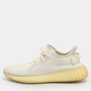 مملوكة مسبقًا Yeezy x Adidas Boost 350 V2 Size 38 White Knit Fabric Low Top Sneakers