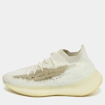 مملوكة مسبقًا Yeezy x Adidas Boost 380 Size 44.5 White Knit Fabric Calcite Glow Low Top Sneakers