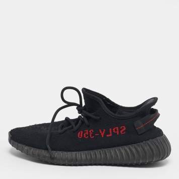 Pre Owned Yeezy x Adidas Boost 350 V2 Size 43.5 Black Knit Fabric Low Top Sneakers