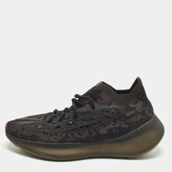 Pre Owned حذاء رياضي ييزي x أديداس بوست 380 قماش تريكو أسود/بني مقاس 44