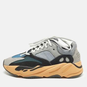 Pre Owned Yeezy x Adidas Boost 700 Wash Orange Size 39 1/3 Multicolor Mesh and Suede Low Top Sneakers