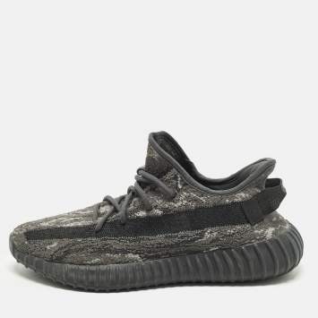Pre Owned Yeezy x Adidas 350 V2 Size 43.5 Grey Knit Fabric MX Dark Salt Low Top Sneakers