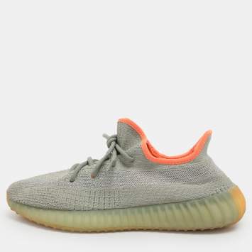 Pre Owned Yeezy x Adidas Boost 350 V2 Size 43 1/13 Desert Sage Knit Fabric Low Top Sneakers