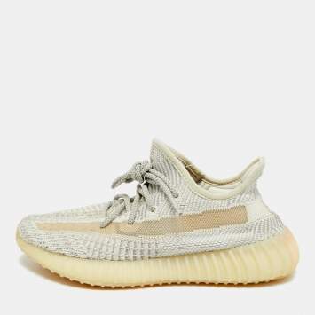 Pre Owned Yeezy x Adidas Boost 350 V2 Size 38 Grey Knit Fabric Lundmark Non-Reflective Lace Up Sneakers