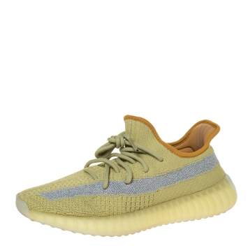 Pre Owned Yeezy x Adidas Yellow Cotton Knit Boost 350 V2 Marsh Sneakers Size 42