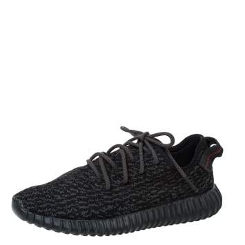 Pre Owned Yeezy x Adidas Black Cotton Knit Pirate Black Boost 350 Sneakers Size 42