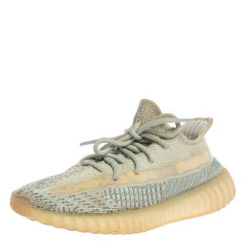 Pre Owned Yeezy x Adidas Blue/White Cotton Knit Boost 350 V2 'Cloud White' Sneakers Size 38