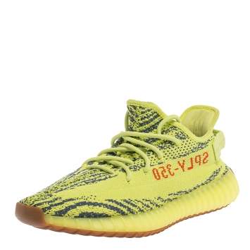 Pre Owned Yeezy x Adidas Yellow Cotton Knit Semi Frozen Boost 350 V2 Sneakers Size 43.5