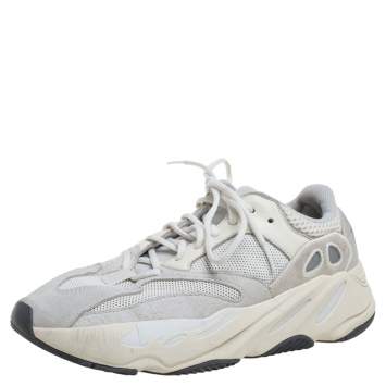 Pre Owned Yeezy x Adidas White Leather, Suede And Mesh Boost 700 Analog Sneakers Size 42