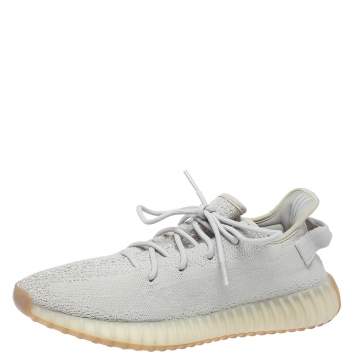 Pre Owned Yeezy x Adidas Sesame Cotton Knit Boost 350 V2 Sneakers Size 45.5