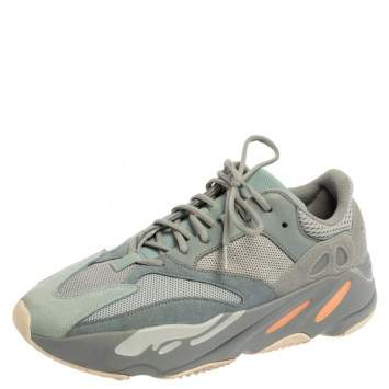 Pre Owned Yeezy x Adidas Boost Grey/Blue Mesh And Suede Leather Boost 700 V2 Vanta Sneakers Size 46.5