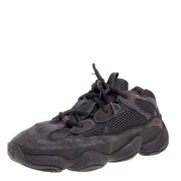 Pre Owned Yeezy x Adidas Utility Black Suede and Mesh Boost 500 Sneakers Size 39 1/3