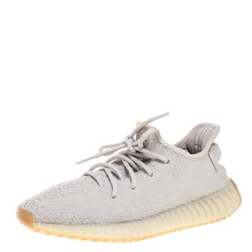 Pre Owned Yeezy x Adidas Sesame Cotton Knit Boost 350 V2 Sneakers Size 41.5