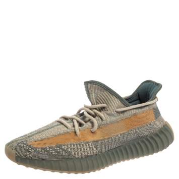 Pre Owned Yeezy x Adidas Grey/Beige Knit Boost 350 V2 Israfil Sneakers Size 46