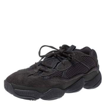 Pre Owned Yeezy x Adidas Black Mesh And Suede Leather 500 Utility Sneakers Size 42