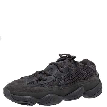 Pre Owned Yeezy x Adidas Utility Black Suede And Mesh 500 Sneakers Size 39 1/3