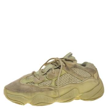 Pre Owned Yeezy x Adidas Super Moon Yellow Mesh And Suede 500 Sneakers Size 38 2/3