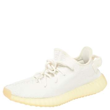 Pre Owned Yeezy x Adidas Cotton Knit Boost 350 V2 Triple White Sneakers Size 40