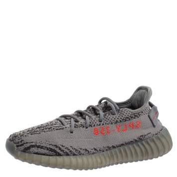 Pre Owned Yeezy x adidas Grey Knit Fabric Boost 350 V2 Beluga 2.0 Sneakers Size 39 1/3
