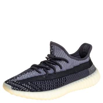 Pre Owned Adidas Yeezy Boost Knit Fabric 350 V2 Carbon Sneakers Size 42 2/3
