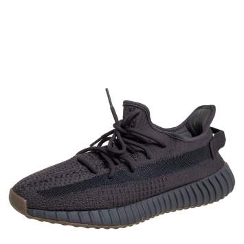 Pre Owned Yeezy x adidas Dark Grey  Knit Fabric And Mesh Boost 350 V2 Cinder Sneakers Size 45.5