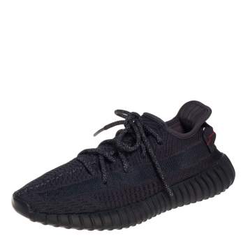 Pre Owned Yeezy x Adidas Black Knit Boost 350 V2 Cinder Sneakers Size 39.5