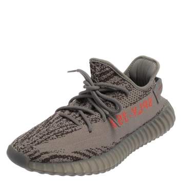 Pre Owned Yeezy x Adidas Grey Cotton Knit Boost 350 V2 Beluga Sneakers Size 42.5