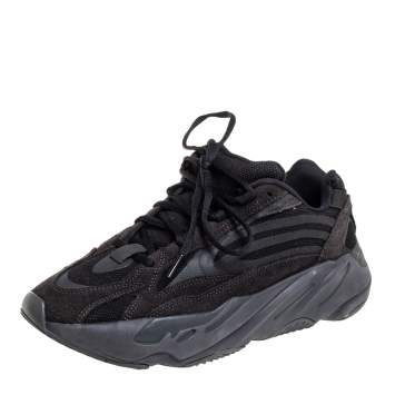 Pre Owned Yeezy x Adidas Bosst 700 V2 Vanta Dark Grey Suede And Fabric Lace Up Sneakers Size 43.5