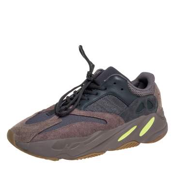 Pre Owned Yeezy x adidas Grey Mesh And Suede Boost 700 V2 Geode Sneakers Size 46