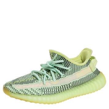 Pre Owned Yeezy x Adidas Green Knit Fabric Boost 350 V2 Yeezreel Low Top  Sneakers Size 39 1/3