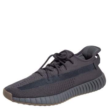 Pre Owned Yeezy x Adidas Dark Grey Cotton Knit Boost 350 V2 Cinder Sneakers Size 46