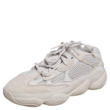 Pre Owned Adidas x Yeezy Beige Mesh And Suede 500 Blush Sneakers Size 41 1/3