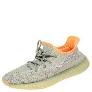 Pre Owned Yeezy x Adidas Green/Grey Knit Fabric Boost 350 V2 Desert Sage Sneakers Size 40 2/3