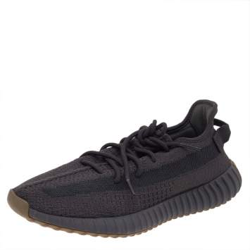 Pre Owned Yeezy x adidas Black Knit Fabric Boost 350 V2 Cinder Low Top Sneakers Size 46