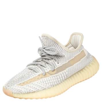 Pre Owned Yeezy x Adidas Grey Knit Fabric Boost 350 V2 Lundmark Sneakers Size 38