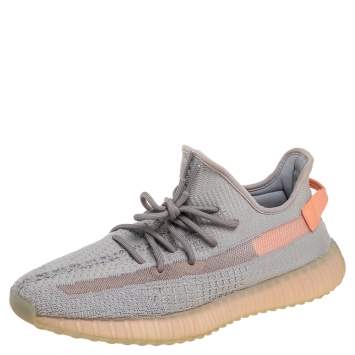 Pre Owned Yeezy x Adidas Grey Knit Fabric Boost 350 V2  Sneakers Size 46.5