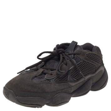 Pre Owned Yeezy x adidas Utility Black Suede And Mesh Yeezy 500 Low Top Sneakers Size 38 2/3