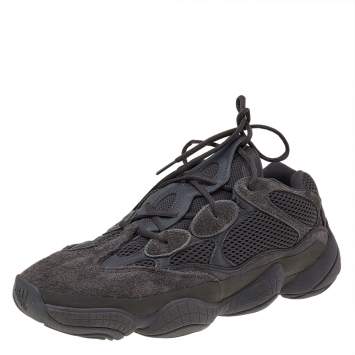 Pre Owned Yeezy x Adidas Black Mesh And Suede 500 Utility Sneakers Size 46 2/3