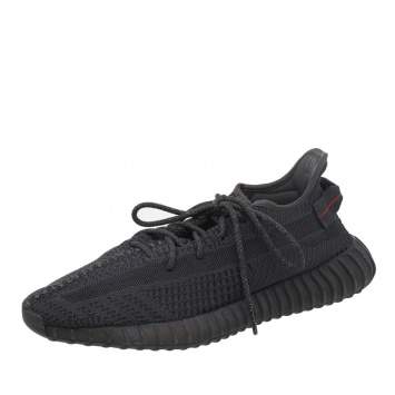 Pre Owned Yeezy x Adidas Black Knit Fabric Boost 350 V2 Low Top Sneakers Size 46 2/3