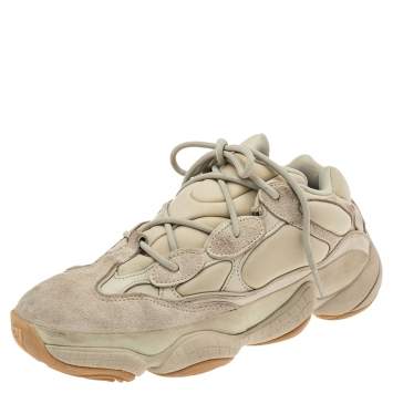 Pre Owned Yeezy x Adidas Green Neoprene and Suede Yeezy 500 Stone Sneakers Size 42 2/3 