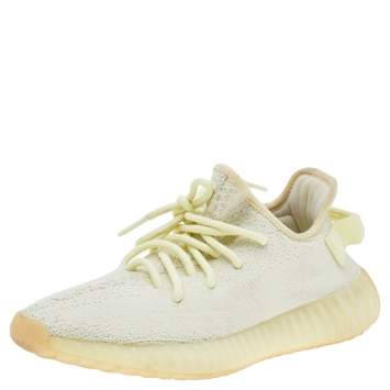 Pre Owned Yeezy x adidas Yellow Knit Fabric Boost 350 V2 Butter Low Top Sneakers Size 38