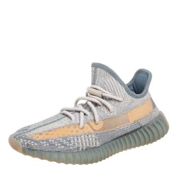 Pre Owned Yeezy 350 V2 Zyon Grey Cotton Knit Sneakers Size 40 